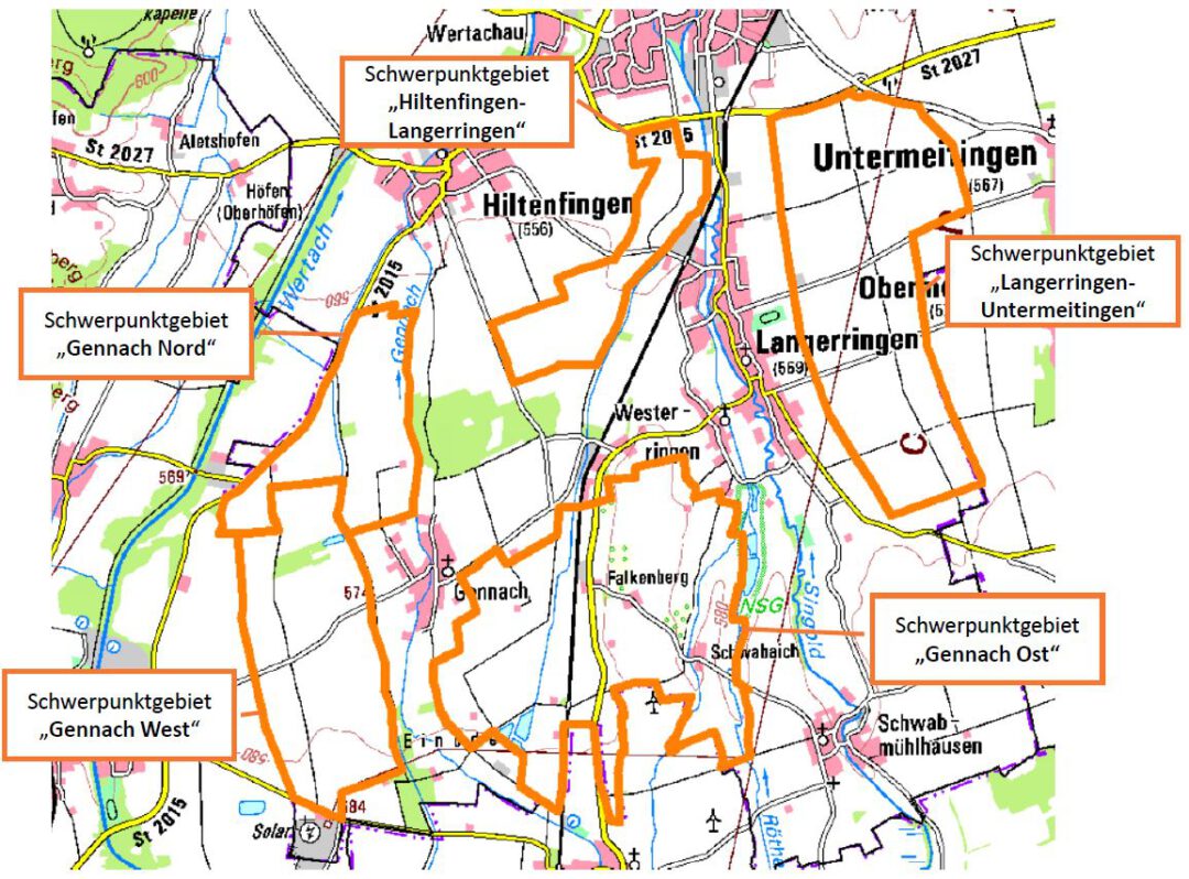 Schwerpunkträume im Kiebitz-Schutz südlich von Schwabmünchen im Landkreis Augsburg